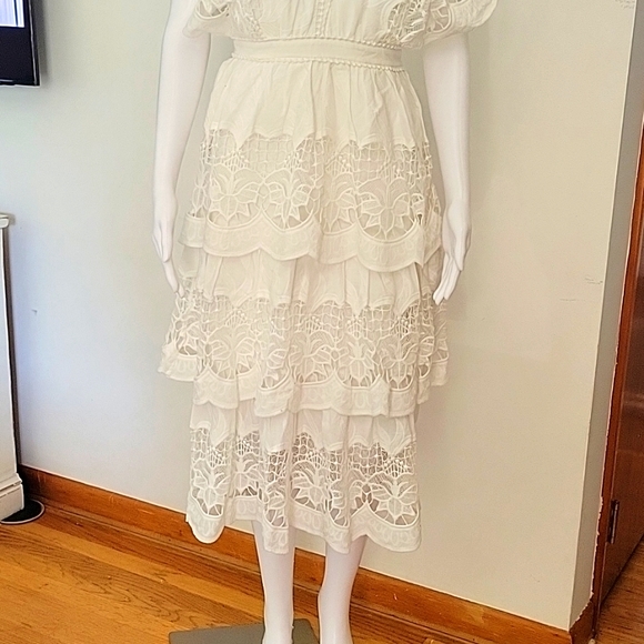 FARM Rio | Dresses | Farm Rio Off White Richelieu Midi Dress | Poshmark